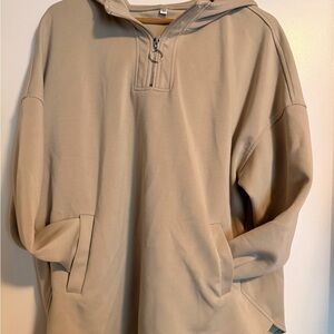 Tan Quarter-Zip Hoodie